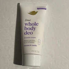 Dove Whole Body Deodorant Invisible Cream Coconut And Vanilla Brand New 2.5 oz