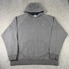 Vintage Nike Hoodie Mens XL Grey Pullover Sweatshirt Silver Tag Swoosh Logo Y2K