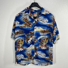 Haleiwa Hawaiian Originals Mens 2XL Rayon Aloha Shirt Tropical Scene USA Made