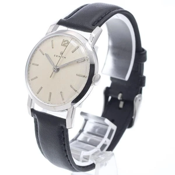 Zenith — Zenith Described in the item description 34mm Leather Silver Dial Watch #C8325
