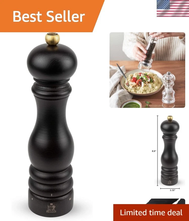 Made in France- Paris u'Select Manual Pepper Mill - Adjustable Grinder - PEFC...