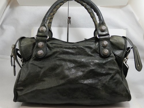 BALENCIAGA Handbag Moss G 173084 Giant City Tote 2-Way Green color with Mirror