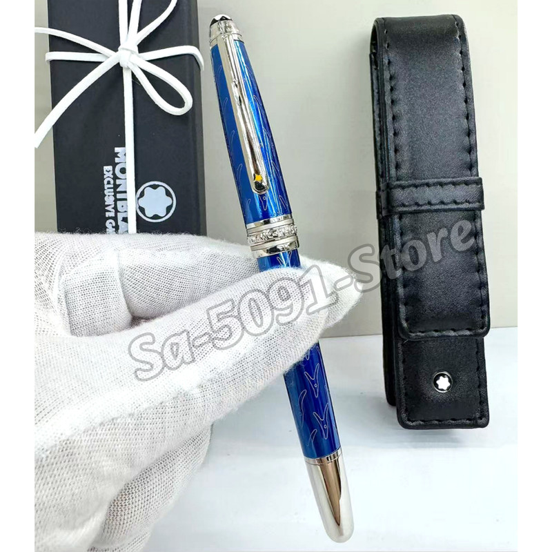 Bid. MONTBLANC Blue Solitaire Fountain Pen Luxury Collectible Rare.