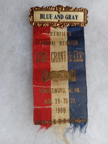 RAVENSWOOD WEST VIRGINIA GAR CIVIL WAR VET BLUE GREY GRANT LEE REUNION RIBBON