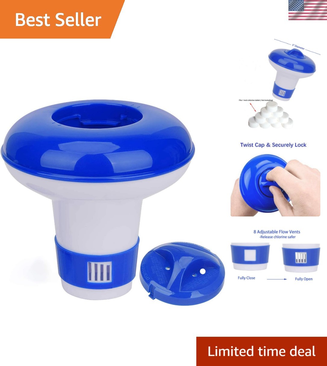 Adjustable Mini Spa Chlorine Dispenser – Ideal for Hot Tubs & Above-Ground Pools