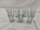 Coca-Cola Glasses Set of 7 Vintage Libby Coke Small Green Juice 4.5" Tall