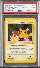 2000 POKEMON PROMO BLACK STAR #24 BIRTHDAY PIKACHU-HOLO PSA 7
