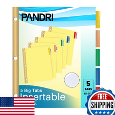 Binder Divider, PANDRI 200 Pack Binder Index Dividers with 5 Insertable Multicol