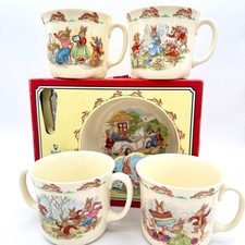 BUNNYKINS Royal Doulton England Bone China Mugs Bowl Spoon Set Original Box 90s
