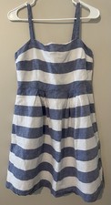 Loft Women's Striped Dress Size 4 Tiered Sleeveless Knee Length