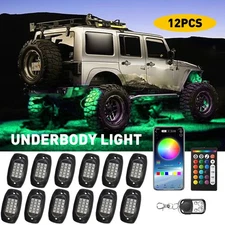 12x RGB LED Pods Rock Light Kit Underbody Glow Neon Lamp Bluetooth Music Control