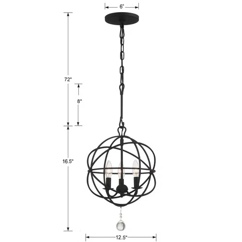 Solaris 3-Light Mini Chandelier in Black - Picture 5 of 7