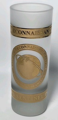National Reconnaissance Office NRO Frosted Shot Glass Gold Emblem 4'' Tall  (K11)