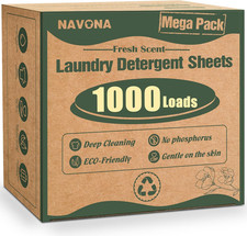 1000 Loads Mega Pack Laundry Detergent Sheets, Eco-Friendly Laundry Sheets, Powe