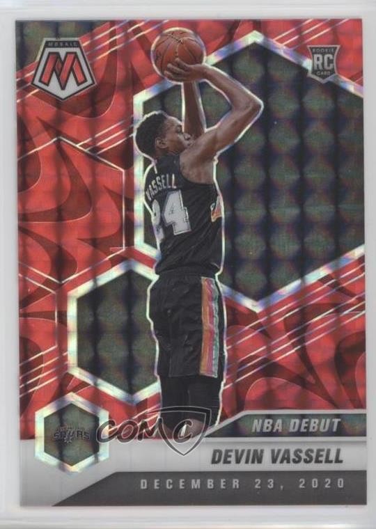 2020-21 Panini Mosaic NBA Debut Reactive Red Prizm Devin Vassell #278 7m3