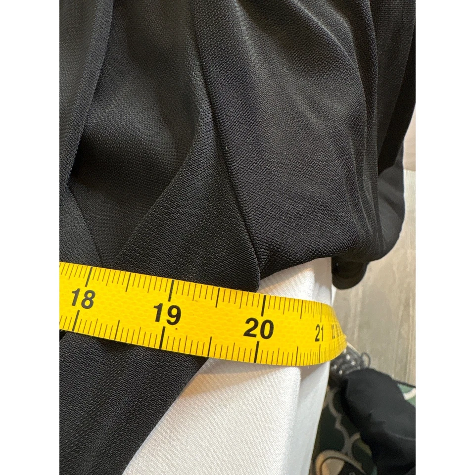 Karen Kane Black Wrap Midi Dress Sz 2X Collared Long Sleeve Tie Waist Stretchy - Image 4 of 4