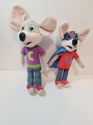 Lot of 2 Chuck E. Cheese Plush Limited Edition Superhero Stuffed Mouse & Regular