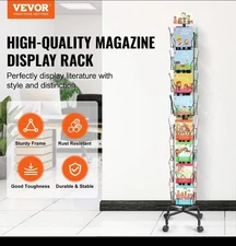 VEVOR Greeting Cards Display Rack 32-Pocket Rotating Postcard Stand with 4 Wheel