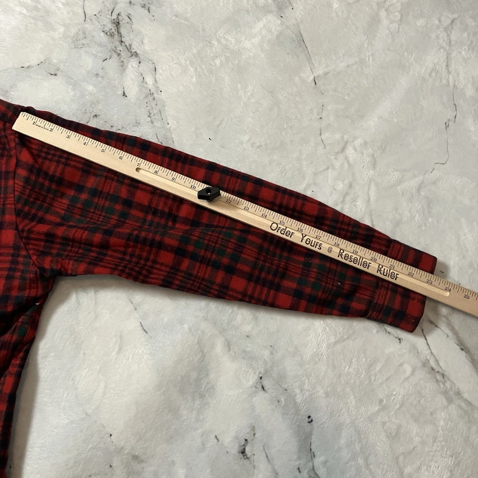 Camisa masculina vintage Grant-Crest tamanho G xadrez vermelha flanela mistura de lã manga longa - Imagem 4 de 4