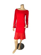 Vintage Gianni Versace 90s Red Knit Mermaid Dress Off Shoulder Italy Rare