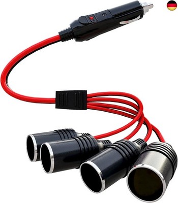 Cleqee Auto Zigarettenanzünder Splitter 1 bis 4 12V 24V Ladegerät 4-Wege-Buchse 