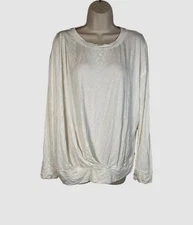 Brigitte Bailey Women's Ivory Solid Twist Long Sleeves Top Size XL
