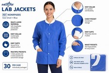 Medline Lab Jackets Small Blue Multi-Layer Knit Cuff Case of 30 NONRP600S