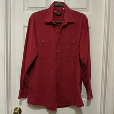 The J Peterman Co Men’s L Red Cotton Long Sleeve Button Down Shirt EUC