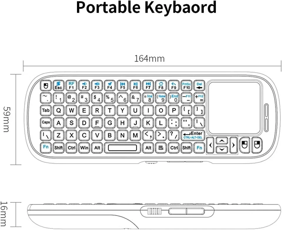 Mini Bluetooth＆ 2.4GHz Wireless Keyboard with Touchpad Mouse UK STOCK - Image 3 of 4