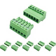 5 Set 6 Pin 3.81mm Pitch Screw Terminal Block Connector for 28-16AWG, Pluggab...