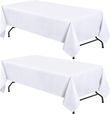 WEALUXE White Table Cloths for 8 Foot Rectangle Tables 2-Pack 60x126 inches