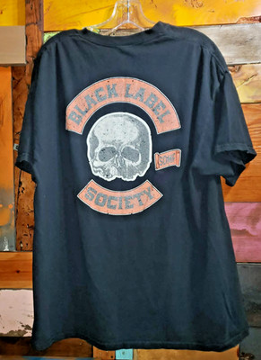 Y2K Black Label Society SDMF Blessed Hell Ride Skull Hot Rod Shirt XL