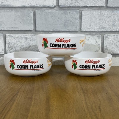  X3 Vintage Kellogg's Corn Flakes Müslischale Werbung Sammlerstück 1991 