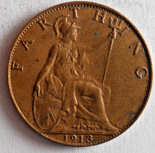 1913 GREAT BRITAIN FARTHING AU/UNC EXCELLENT Vintage Coin Lot U31