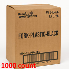 Pactiv Black Plastic Forks Wrapped 6.1in Mediumweight โ 1000/Case USA Made