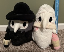 Squishable Plague Doctor Black And Nurse White Plush Figures with Lanterns 10"