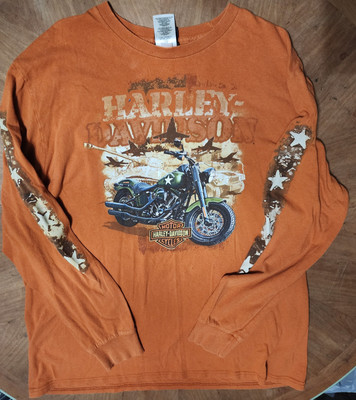 Harley Davidson Shirt Gainesville FL. Mens XL Orange Long Sleeve Motorcycle