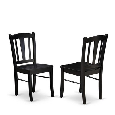 East West DLC-BLK-W Dublin Chair with Wood Seat in Black Finish - Set of 2