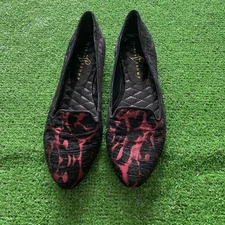 IVANKA TRUMP KENNI Red Black Designer COMFORT Flat Loafers, Size 8.5M