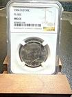 1964 D/D Kennedy Half Dollar: MS 63, FS-502