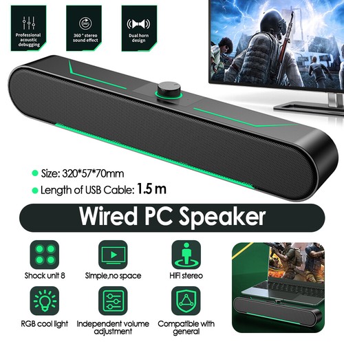 USB TV Soundbar Lautsprecher Subwoofer Musikbox LED Computerlautsprecher 360° DE - Bild 20 von 21