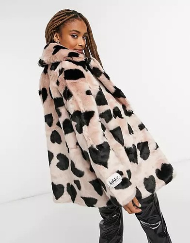Faux Fur Mid-Length Coat UK6 XS 