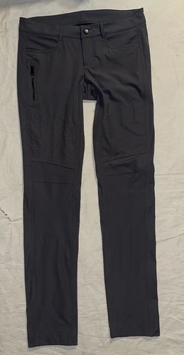Womens Lululemon Bust A Move Moto Commute Soot Gray Skinny Stretch Pants Sz 8