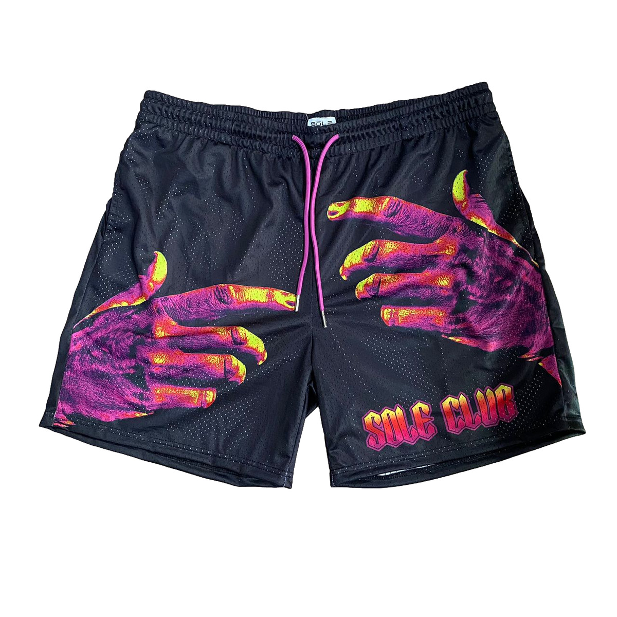 Sole Club Hands 2.0 Mesh Shorts EE Eric Bravest Studios Short Black Pink  Men 6