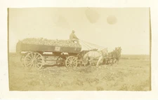 Postcard RPPC View of Horse Pulled Harvesting Wagon in the Midwest, US.  L1