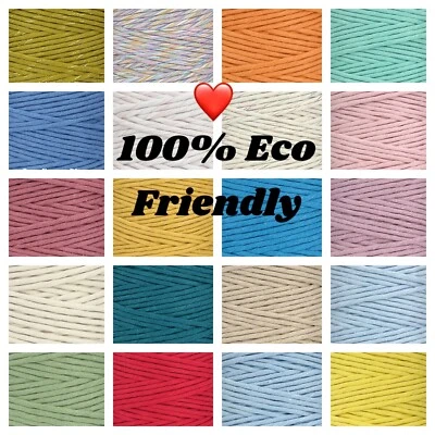 COTCORD 37 Colours Premium Macrame 3-4mmTwisted Cotton Cord/ Yarn MADE IN UK