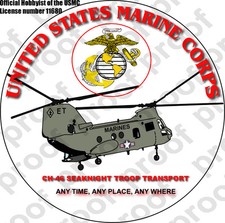 STICKER USMC VET CH 46 SEAKNIGHT HELICOPTER USMC Lisc  20187