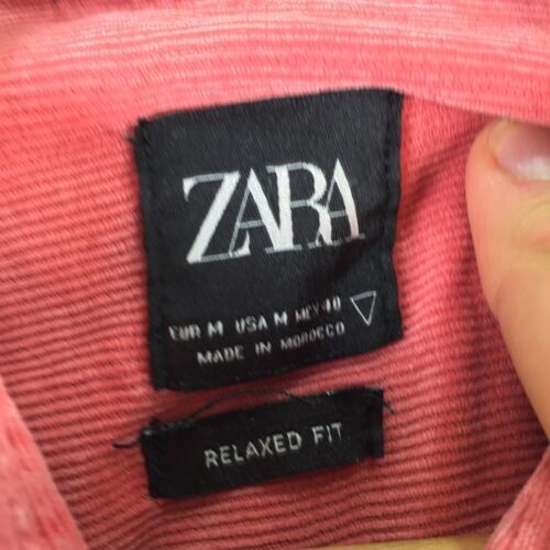 Zara mens button up shirt size M pink corduroy long sleeve collar cotton 106971 - Picture 5 of 10