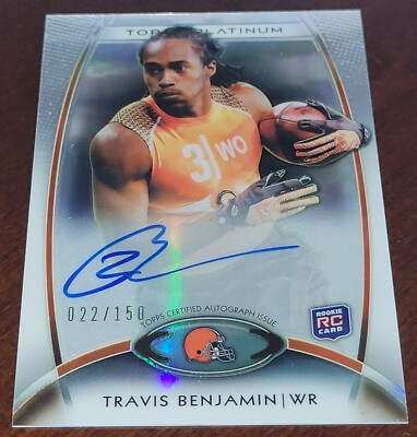 2012 Topps Platinum Rookie Autographs Black Refractors #166 Travis Benjamin /150