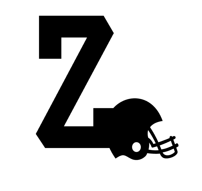 Football Z Monogram Letter Initial Vinyl Decal Sticker For Home Cup Car Wall